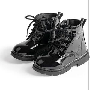 Kids Black Patent Leather Boots